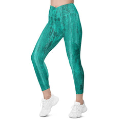 Polished Silver Crossover Leggings with Pockets