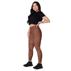 Bronze Bliss Crossover Leggings with Pockets