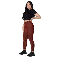 Modern Metallic Crossover Leggings with Pockets