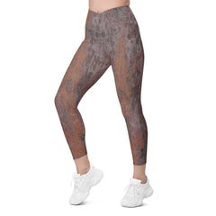 Silver Mesh Crossover Leggings with Pockets