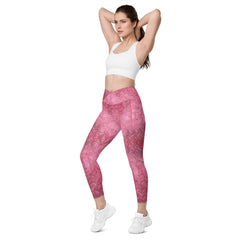 Honeycomb Hurdle Texture Crossover Leggings with Pockets