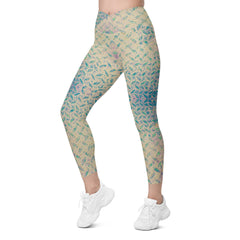 Chenille Circuit Texture Crossover Leggings with Pockets