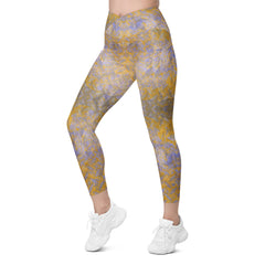 Jacquard Jet Texture Crossover Leggings with Pockets