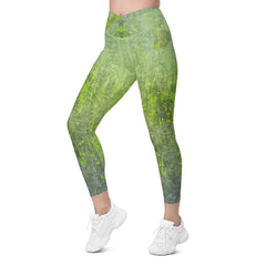 Jacquard Jet Texture Crossover Leggings with Pockets