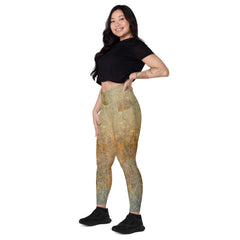 Bamboo Bound Texture Crossover Leggings with Pockets