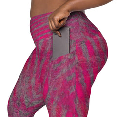 Stylish Fuschia Crossover Leggings with pockets for on-the-go women