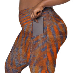 Vibrant Orange Black Crossover Leggings, combining style with practicality