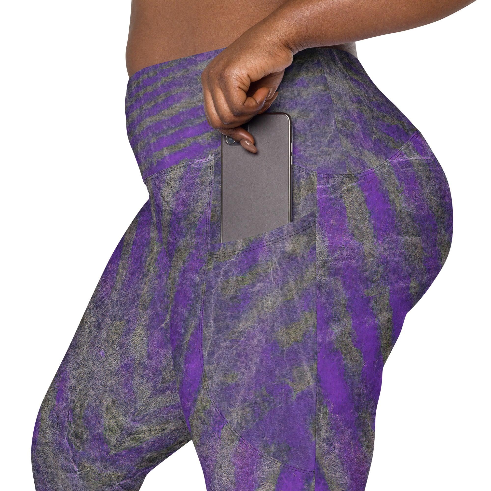 Elegant Purple Crossover Leggings, perfect for fitness enthusiasts who love style