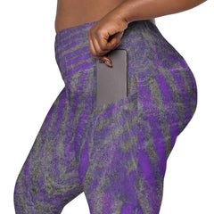 Elegant Purple Crossover Leggings, perfect for fitness enthusiasts who love style