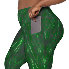 Nature's Elegance Crossover Leggings With Pockets - Beyond T-shirts