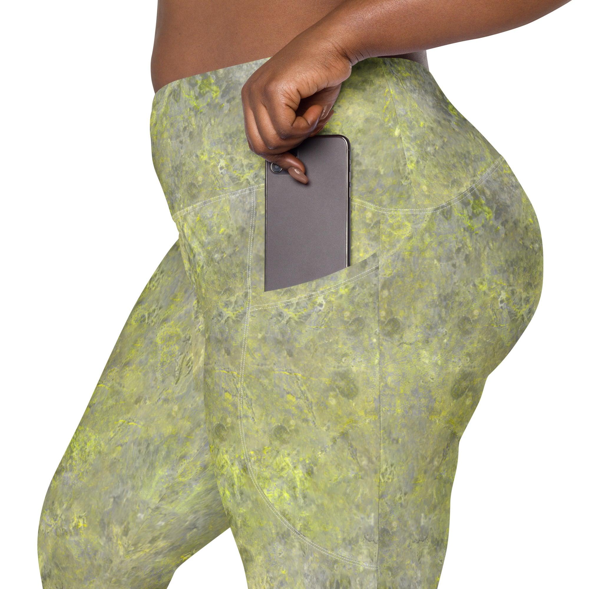 Leafy Tranquility All-Over Print Crossover Leggings With Pockets - Beyond T-shirts