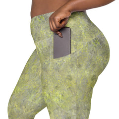 Leafy Tranquility All-Over Print Crossover Leggings With Pockets - Beyond T-shirts