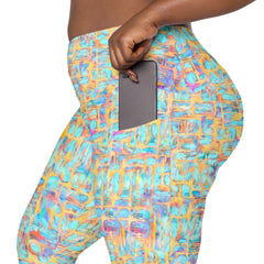 Floral Enchantment Crossover Leggings With pockets - Beyond T-shirts