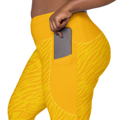 Jungle Jaguar Crossover Leggings with Pockets