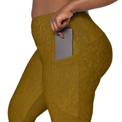 Metallic Marvel Crossover Leggings with Pockets