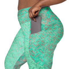 Satin Serenity Texture Crossover Leggings with Pockets