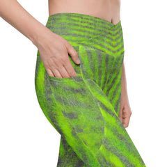Durable Green Crossover Leggings, ideal for running, yoga, or everyday wear