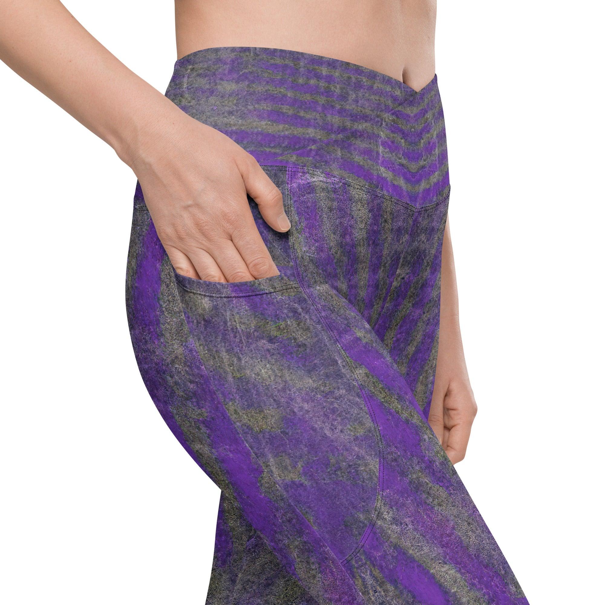 Vibrant Purple Leggings, combining functionality with chic crossover design