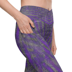 Vibrant Purple Leggings, combining functionality with chic crossover design
