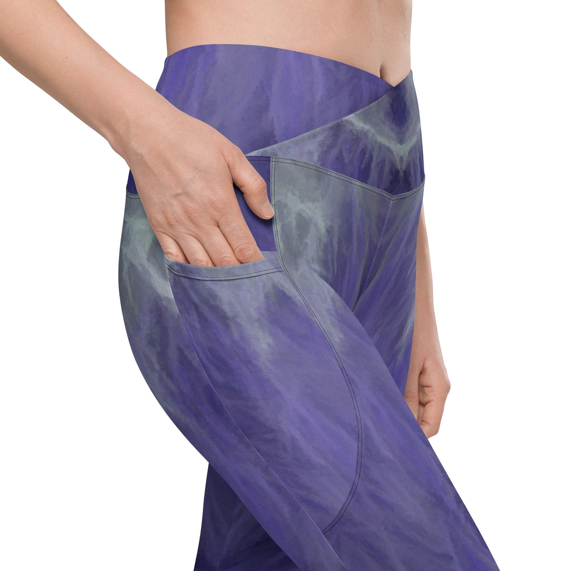 Floral Fusion Crossover Leggings With Pockets - Beyond T-shirts
