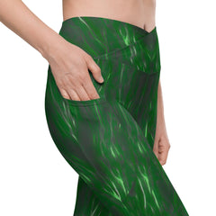 Nature's Elegance Crossover Leggings With Pockets - Beyond T-shirts