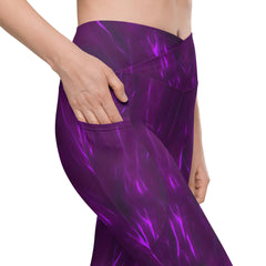 Coastal Serenade Crossover Leggings With Pockets - Beyond T-shirts