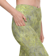 Leafy Tranquility All-Over Print Crossover Leggings With Pockets - Beyond T-shirts
