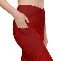 Ocean Ripple Crossover Leggings with Pockets