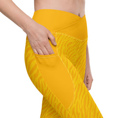 Jungle Jaguar Crossover Leggings with Pockets