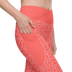 Flamingo Float Crossover Leggings with Pockets