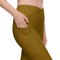 Metallic Marvel Crossover Leggings with Pockets