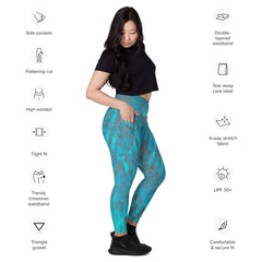 Comfortable Light Blue Crossover Leggings with pockets for active lifestyles