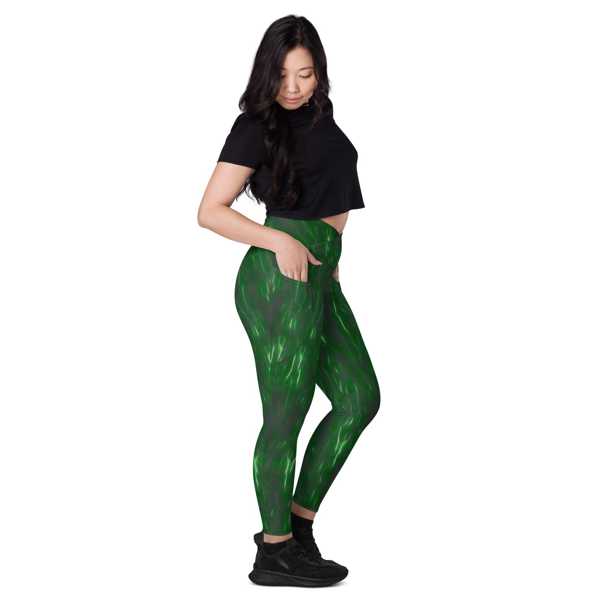 Nature's Elegance Crossover Leggings With Pockets - Beyond T-shirts