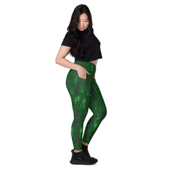 Nature's Elegance Crossover Leggings With Pockets - Beyond T-shirts