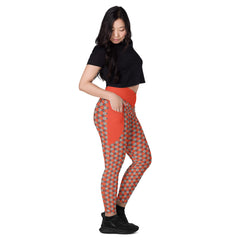 Lustrous Lattice Crossover Leggings with Pocket