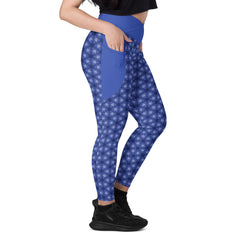 Patchwork Paradise Crossover Leggings with Pockets