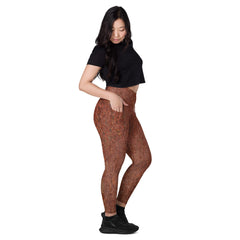 Bronze Bliss Crossover Leggings with Pockets