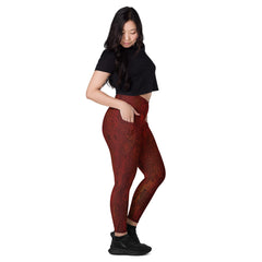 Modern Metallic Crossover Leggings with Pockets