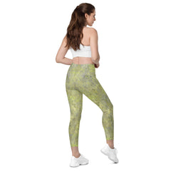 Leafy Tranquility All-Over Print Crossover Leggings With Pockets - Beyond T-shirts