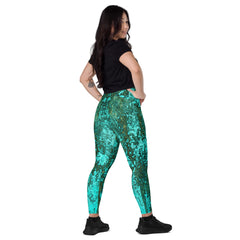 Old World Map Crossover Leggings with Pockets