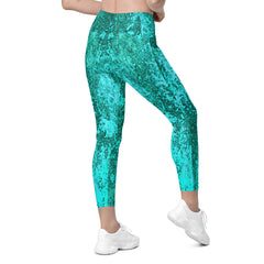 Rustic Floral Crossover Leggings with Pockets