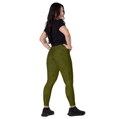 Modern Metallic Crossover Leggings with Pockets