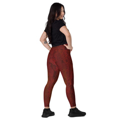 Modern Metallic Crossover Leggings with Pockets