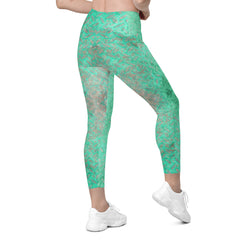 Satin Serenity Texture Crossover Leggings with Pockets