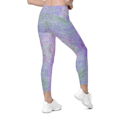 Satin Sprint Texture Crossover Leggings with Pockets