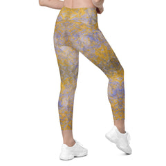 Jacquard Jet Texture Crossover Leggings with Pockets