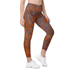 Dynamic contrast Orange Black Leggings, perfect for yoga and workouts
