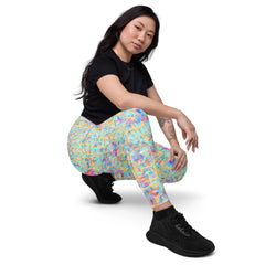 Floral Enchantment Crossover Leggings With pockets - Beyond T-shirts