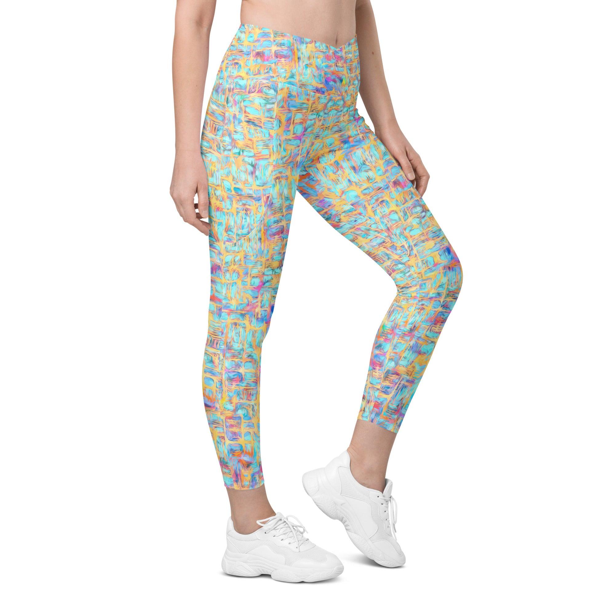 Floral Enchantment Crossover Leggings With pockets - Beyond T-shirts