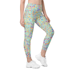 Floral Enchantment Crossover Leggings With pockets - Beyond T-shirts